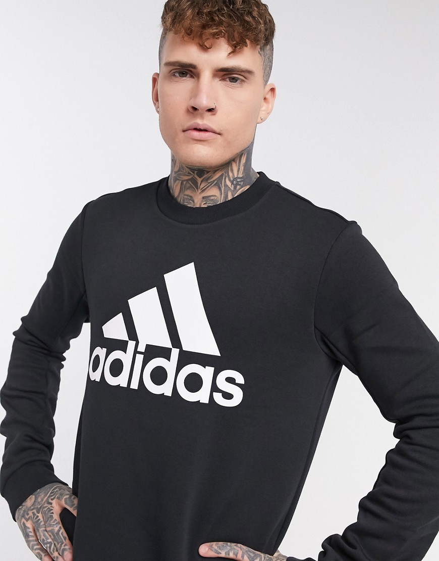 Adidas Training logo crew neck sweatshirt in black