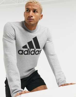 Adidas Training logo crewneck sweatshirt in gray marl-Grey