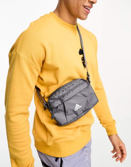 adidas Training logo crossbody bag in grey ASOS