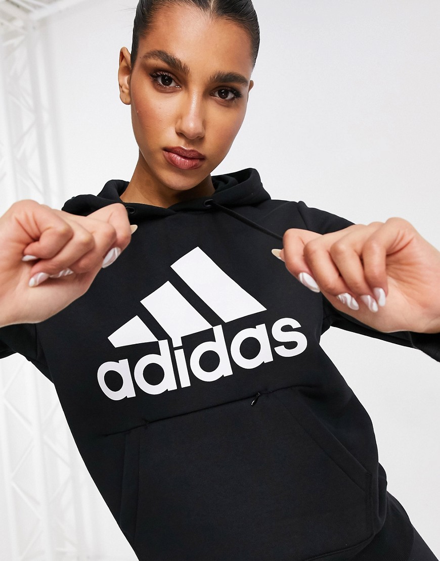 Adidas Training logo hoodie in black
