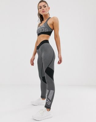 adidas Training logo leggings in gray 