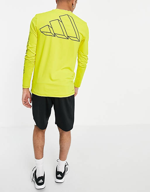 T-Shirts & Vests adidas Training logo long sleeve t-shirt in yellow 