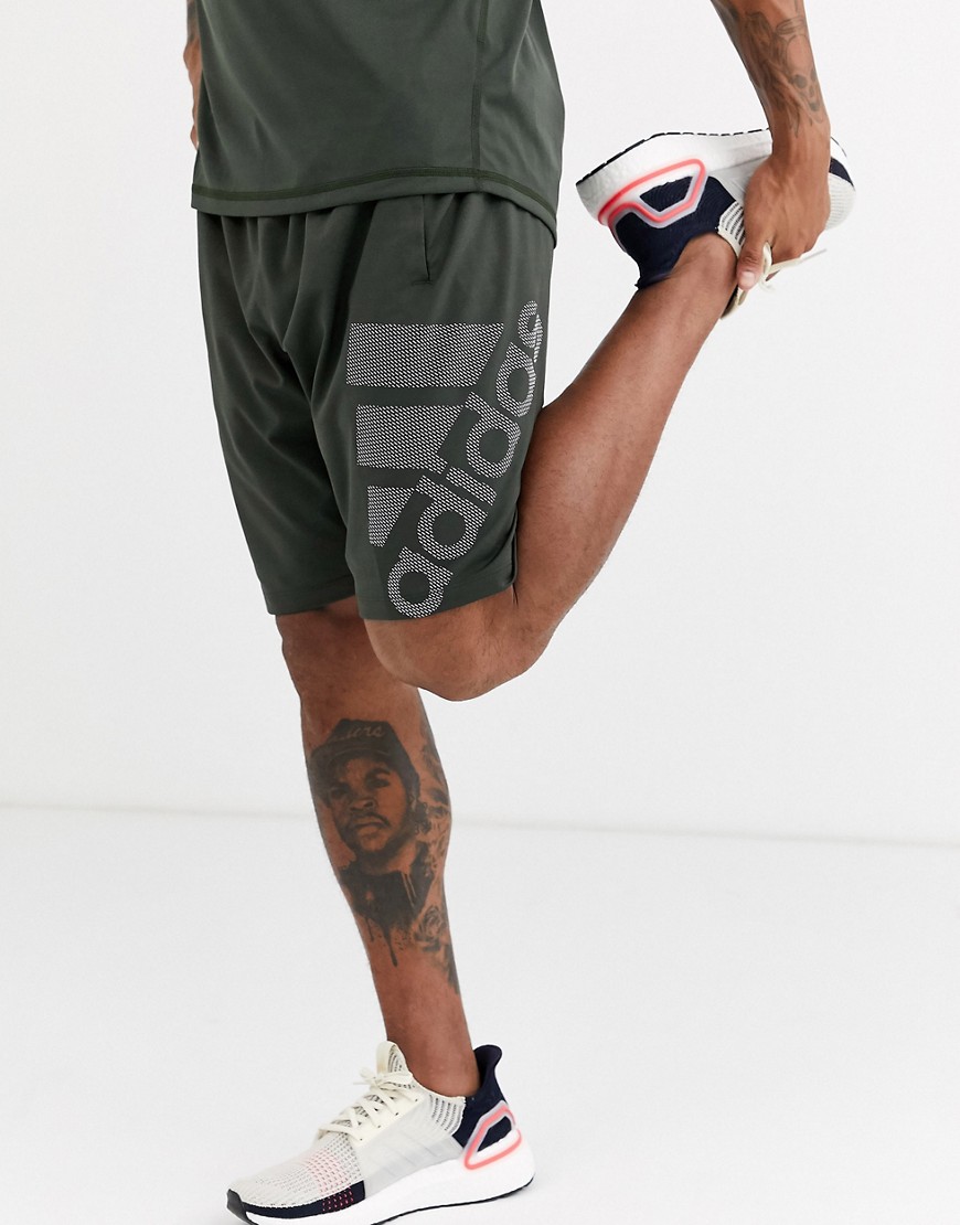 Adidas Training logo shorts in khaki-Green