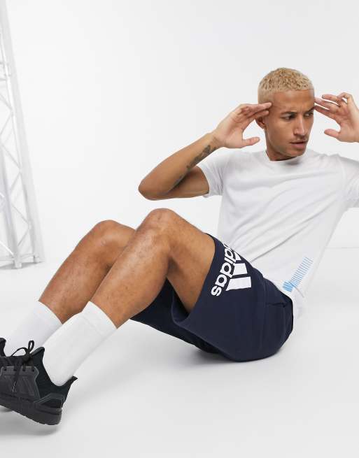 adidas Training logo shorts in navy, 3 of 4