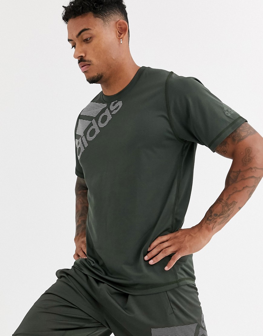 Adidas training logo t-shirt in khaki-Green
