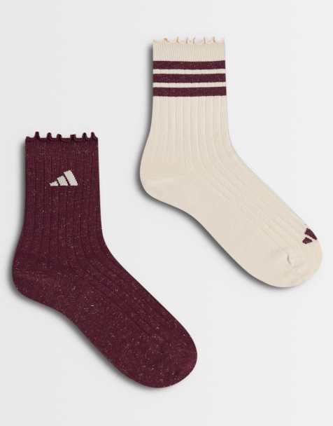 adidas Training - Lot de 2 paires de chaussettes à volants - Bordeaux - view 1
