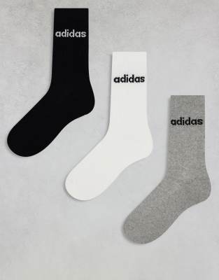adidas Training - Lot de 3 paires de chaussettes à inscription logo - Multicolore