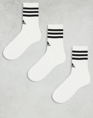 adidas Training - Lot de 3 paires de chaussettes à trois bandes - Blanc