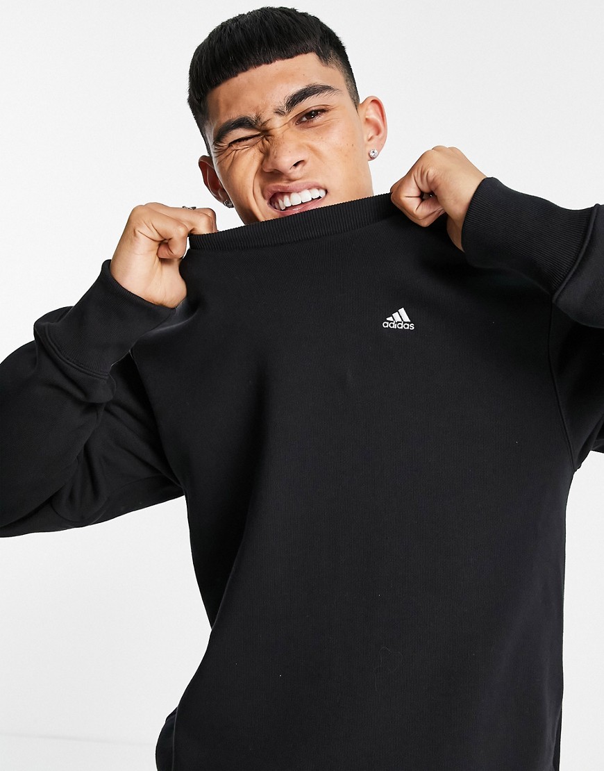 Adidas Training lounge sweatshirt with small logo in black