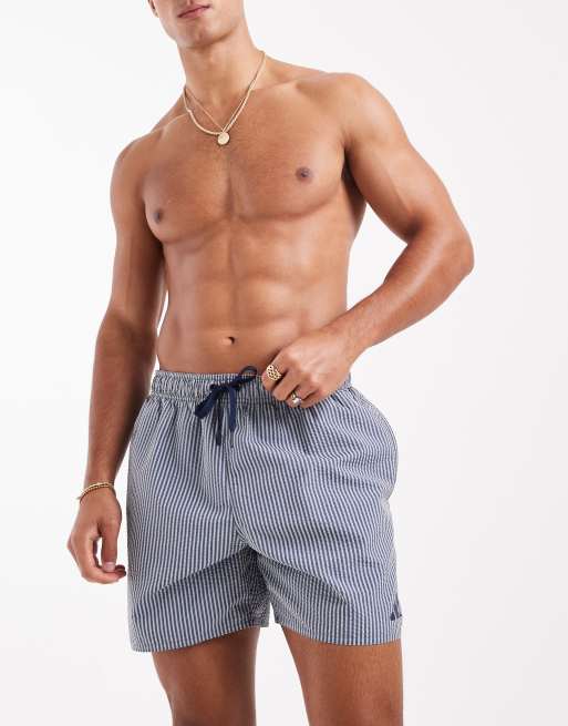 adidas – Training – Marinblå och vita badshorts i bäckebölja, 3 av 5