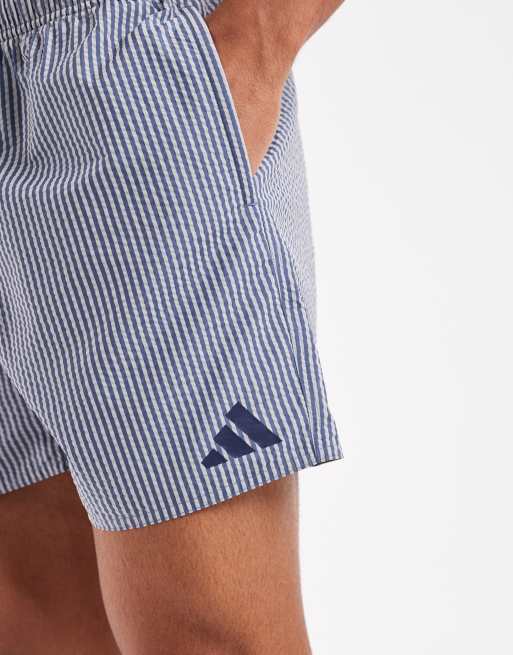 adidas – Training – Marinblå och vita badshorts i bäckebölja, 4 av 5