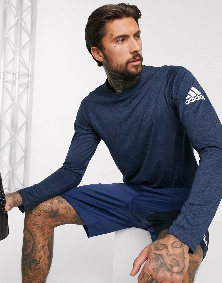 adidas – Training – Marinblå t-shirt med lång ärm
