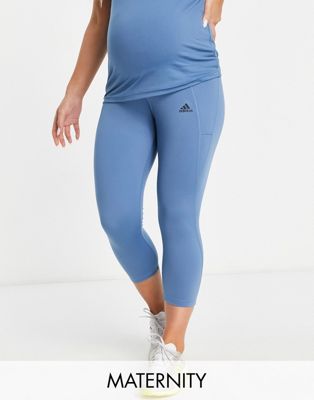 adidas Training Maternity 3/4 leggings in blue - ASOS Price Checker