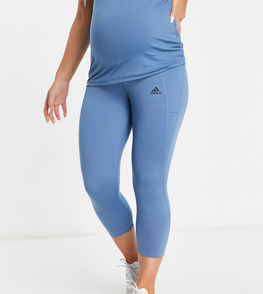adidas Training Maternity 3/4 leggings in blue