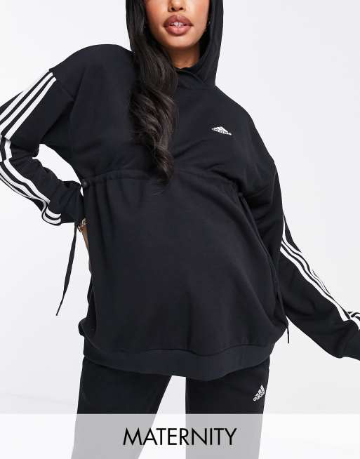 adidas Training Maternity – Czarny top oversize z trzema paskami