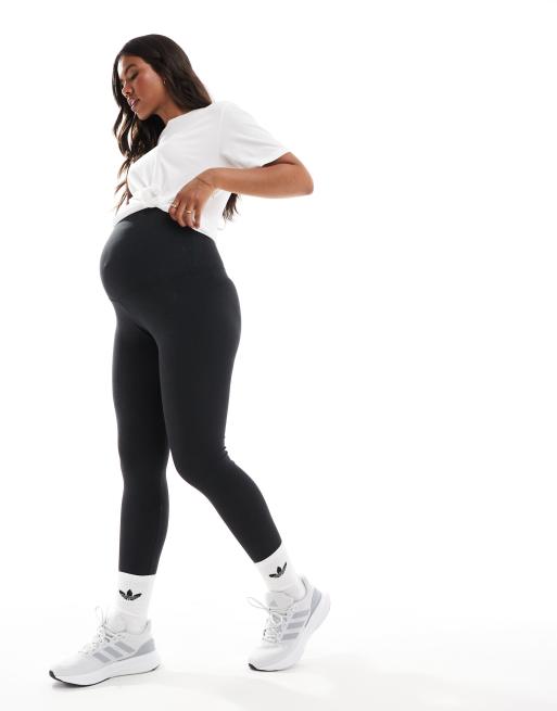 adidas - Training Maternity - Leggings a 7/8 neri a coste a vita alta, 3 di 5