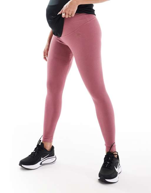 adidas Training Maternity - Røde og højtaljede 7/8-leggings i ribstrik, 2 af 5