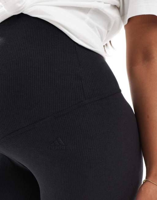 adidas Training maternity ribbed high waist 7/8 leggings in black, 2 of 5