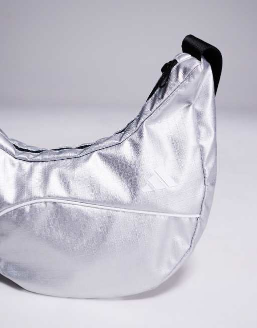 adidas Training metallic crossbody bag in silver ASOS