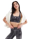 [adidas performance] adidas Training mid support sports bra in grey print L A-B Cup GREY