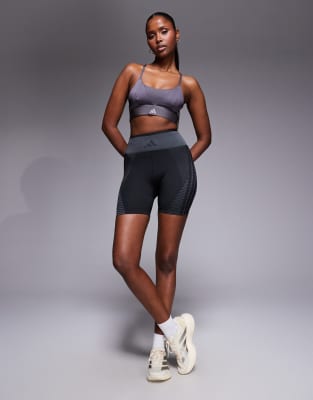 adidas Training - Nahtlose Leggings-Shorts in Schwarz und Grau, 5 Zoll Schrittlänge
