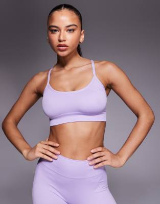 adidas Training - Nahtloses Bralette in Lila mit leichter Stützfunktion