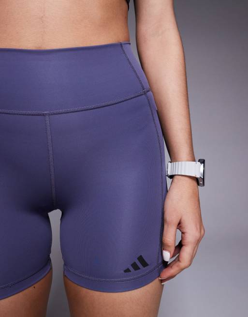 adidas Training Optime 3 stripe shorts in dark purple, 5 of 5