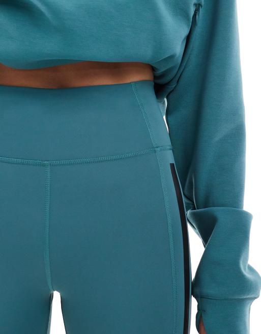 adidas Training Optime 3-stripes 1/4 short leggings in preloved teal , 5 of 5