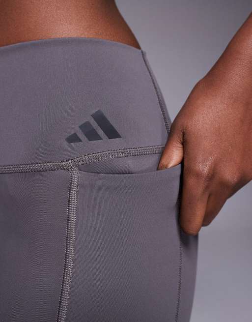 adidas - Training - Optime - 7/8 leggings met 3-Stripes in donkergrijs, 5 van 5