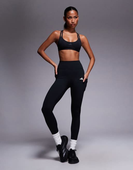 adidas Training Optime 7/8 rib leggings in black, 4 of 5