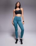 [adidas performance] adidas Training Optime 7/8 rib leggings in teal-Green XL Preloved Teal