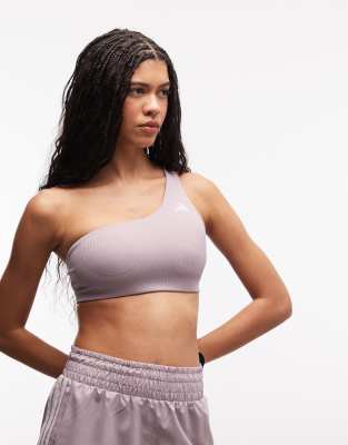 adidas Training - Optime - BH in Preloved Fig mit leichter Stützfunktion und One-Shoulder-Träger-Lila