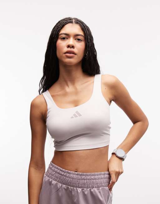 adidas Training Optime crop top in mauve, 2 of 4