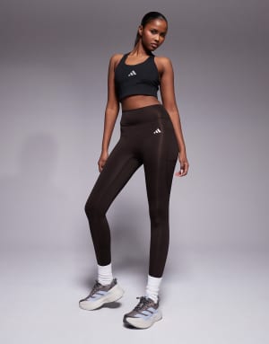 adidas Training Optime essentials 7/8 leggings in brown