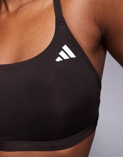 adidas Training – Optime Essentials – BH in Braun mit leichter Stützkraft, 3 von 4