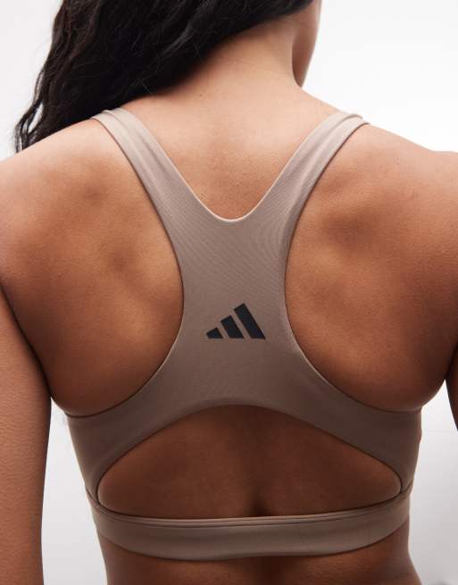 adidas Training – Optime Essentials – Blekbrun sportbehå med högt stöd, 4 av 4
