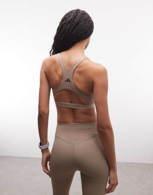 adidas Training Optime Essentials high support in chalky brown