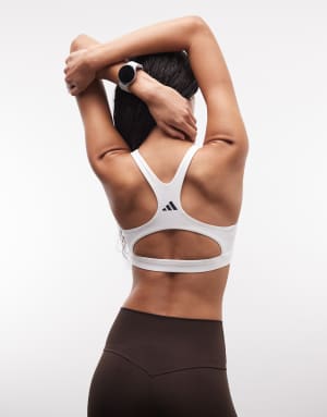 adidas Training Optime Essentials high support sports bra in white