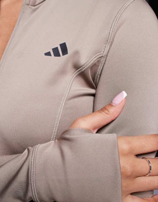 adidas Training – Optime Essentials – Jacke in Hellbraun, 2 von 4