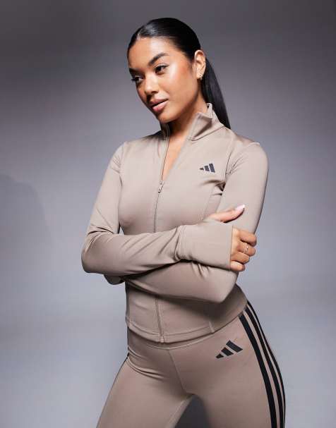 adidas Training Optime essentials jacket in light brown - view 1