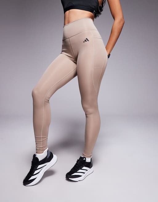 adidas - Training - Optime Essentials - Lange legging in kalkbruin, 4 van 5