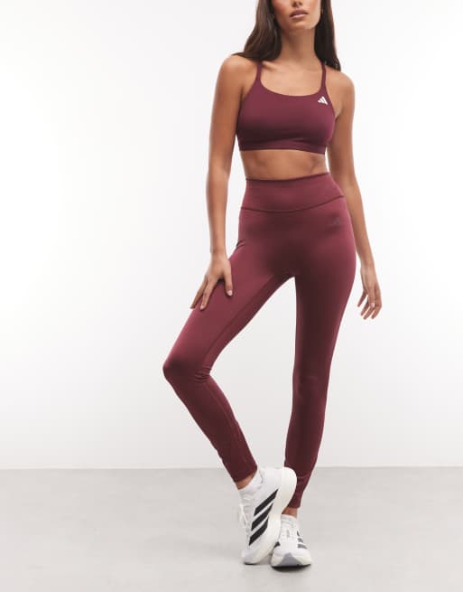 adidas Training Optime essentials legging in maroon, 3 van 5