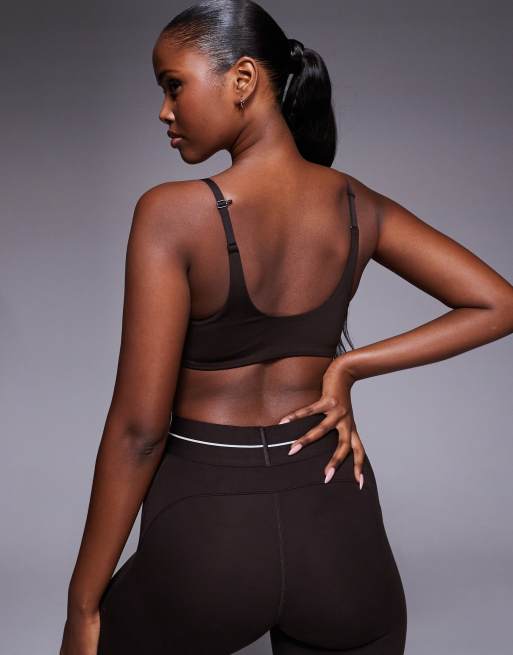 adidas Training Optime Essentials light support sports bra in coffe brown, 2 of 4