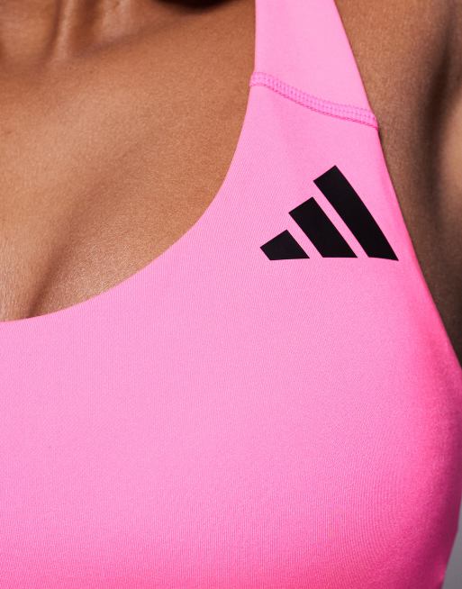 adidas Training Optime Essentials light support sports bra in pink, 4 of 4