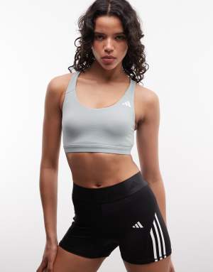 adidas Training Optime Essentials mid support sports bra in sage