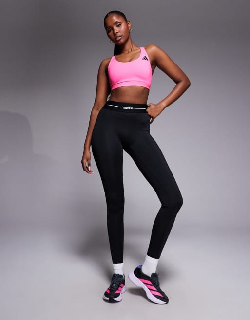 adidas Training – Optime Essentials – Sport-BH in Rosa mit leichter Stützkraft, 3 von 4