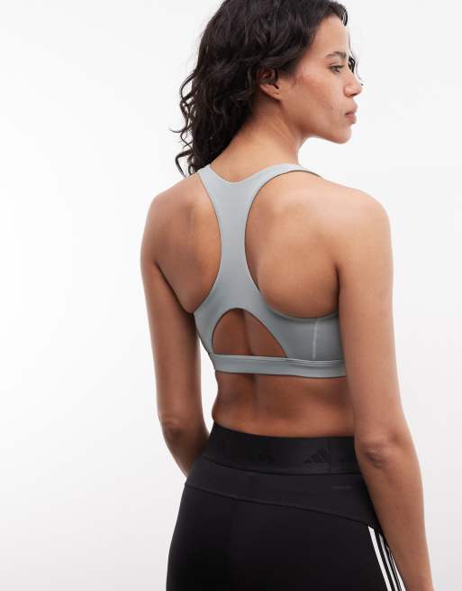 adidas Training – Optime Essentials – Sport-BH in Salbeigrün mit mittlerer Stützfunktion, 2 von 4