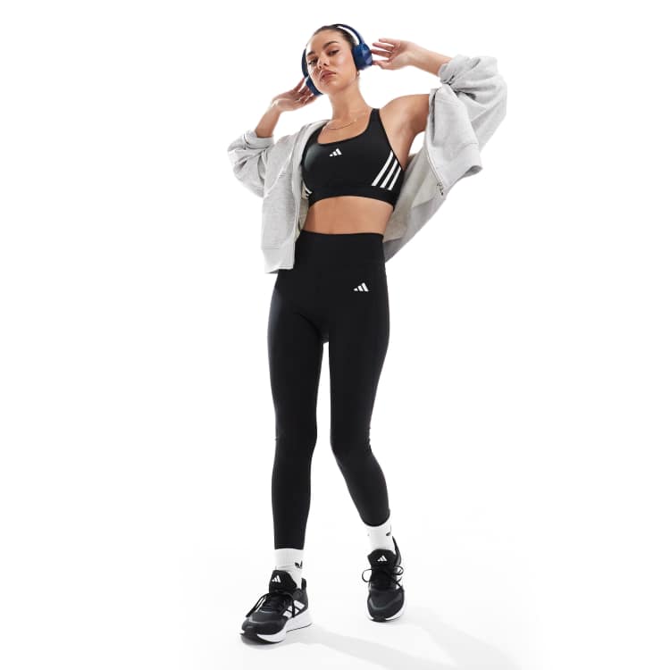 adidas Training Optime Essentials Stay In Play Lang geschnittene Leggings in Schwarz