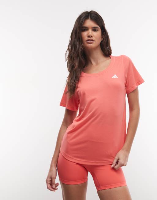 adidas Training Optime essentials t-shirt in coral, 3 of 4