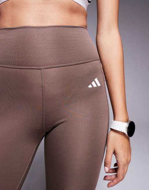 adidas Training Optime full length leggings in brown, 3 of 5
